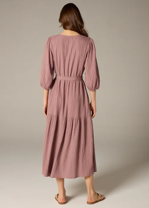 Et Vous Pink Textured V-Neck Midi Dress - 8 Image 3