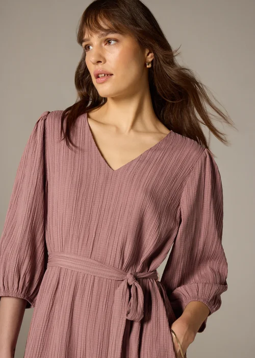 Et Vous Pink Textured V-Neck Midi Dress - 8 Image 2