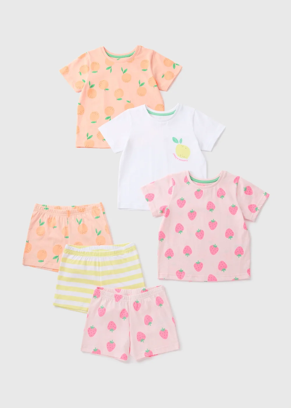 3 Pack Girls Multicolour Fruit Pyjama Set (1-13yrs) - 1 half year to 2 Image 1