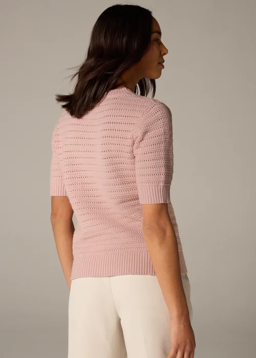 Et Vous Pink Pointelle Short Sleeve Jumper - 8 Image 3