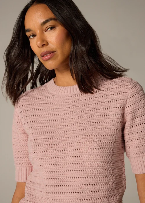 Et Vous Pink Pointelle Short Sleeve Jumper - 8 Image 2