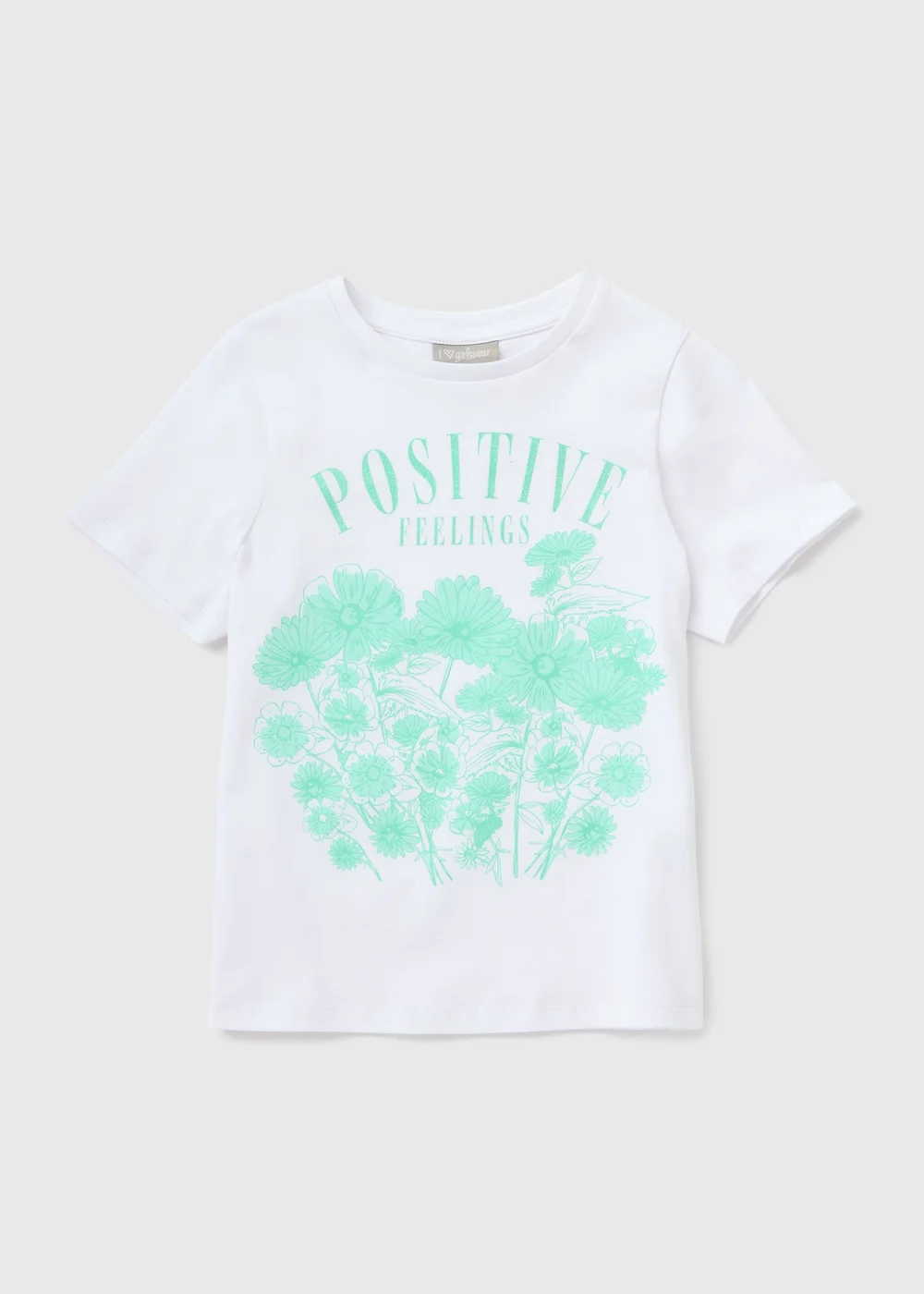 Girls White Positive Feelings T-Shirt (7-15yrs) - 7 Yrs Image 1