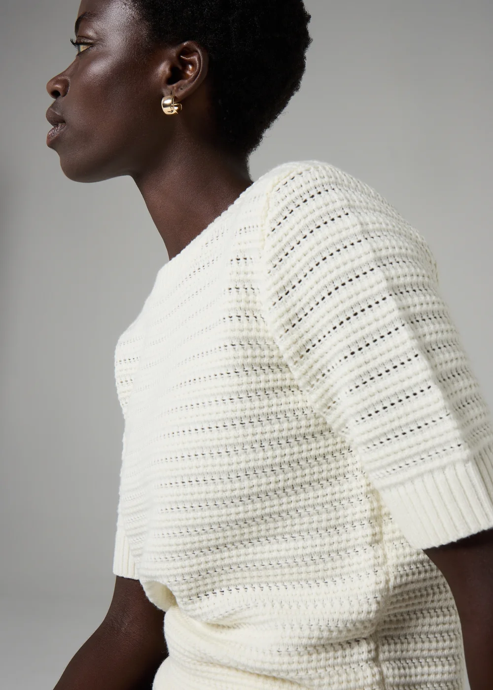 Et Vous Stone Pointelle Short Sleeve Jumper - 8 Image 3