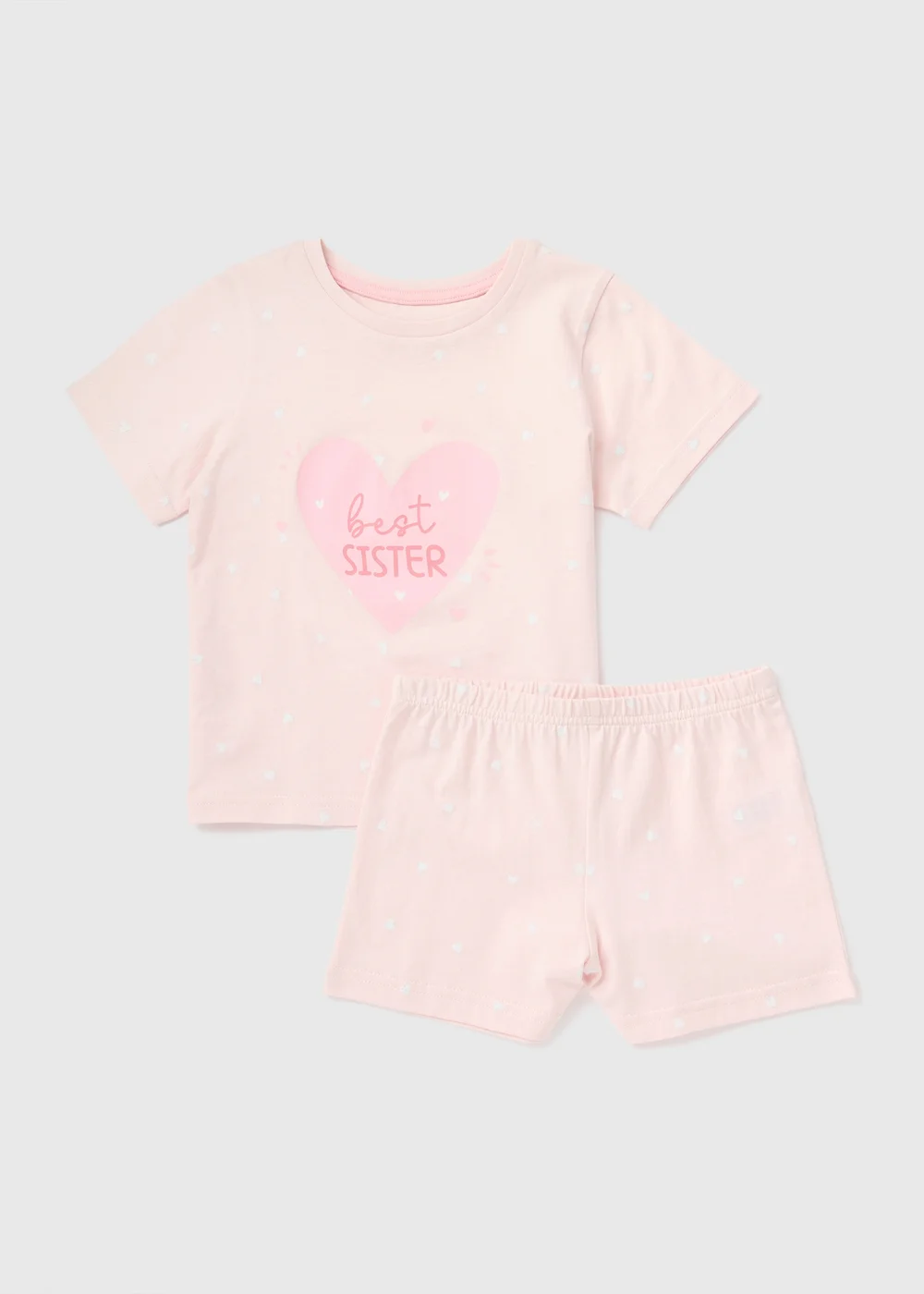 Girls Pink Best Sister Pyjama Set (1-7yrs) - 1 half year to 2 Image 1
