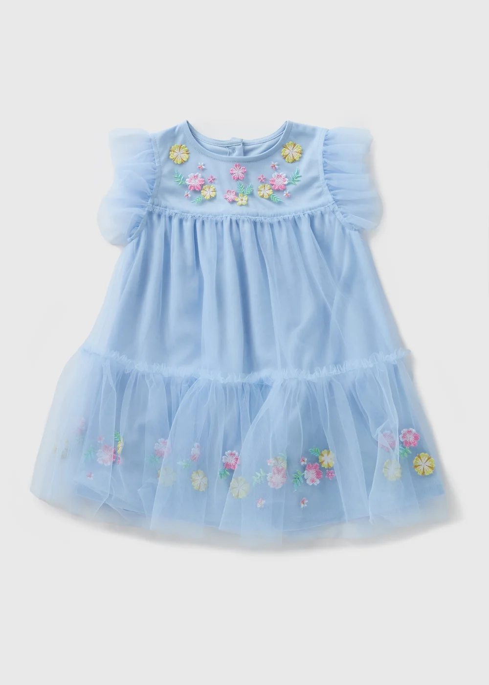 Girls Blue Floral Embroidered Mesh Dress (1-7yrs) - 1 to 1 half years | Matalan Girls Blue Floral Embroidered Mesh Dress (1-7yrs) - 1 to 1 half years | Matalan