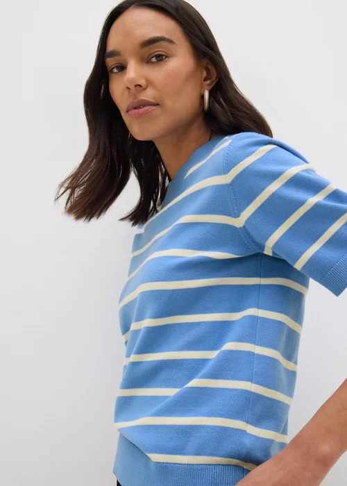 Et Vous Blue Stripe Short Sleeve Jumper - 8 Image 3