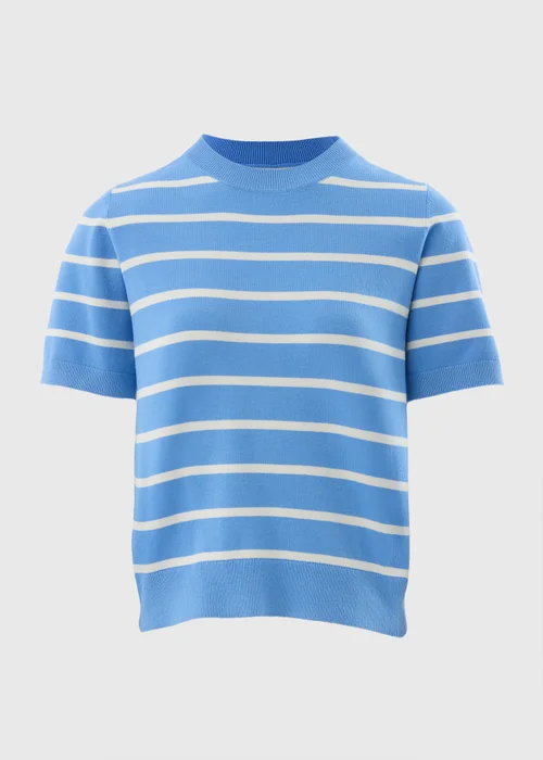 Et Vous Blue Stripe Short Sleeve Jumper - 8 Image 4