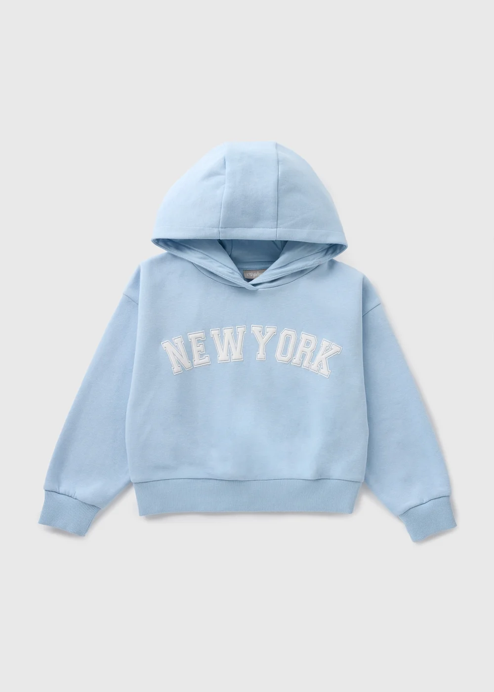 Girls Blue New York Cropped Hoodie (7-15yrs) - 7 Yrs Image 1