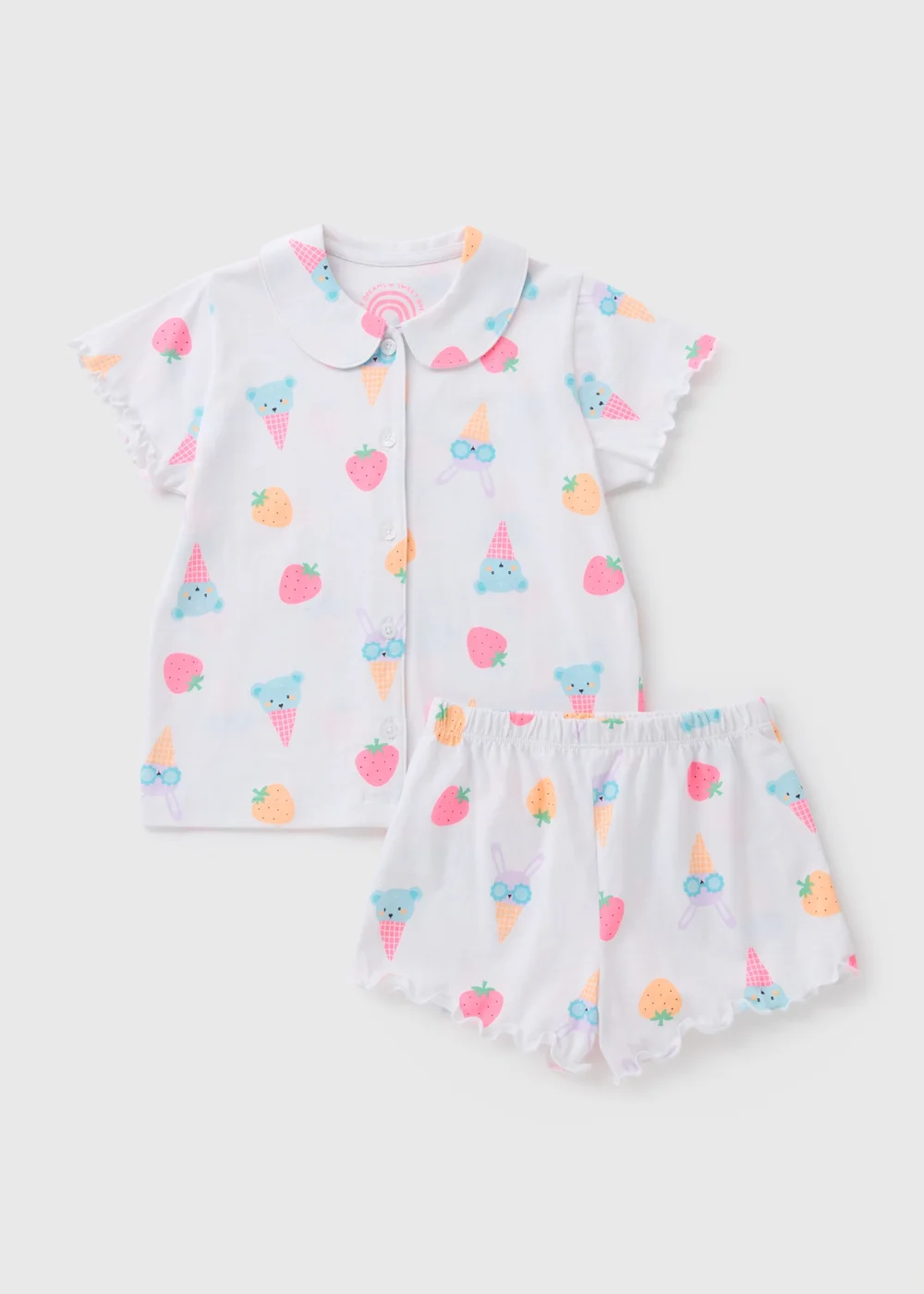Girls White Ice Cream Fruit Pyjama Set (1-7yrs) - 1 half year to 2 Image 1