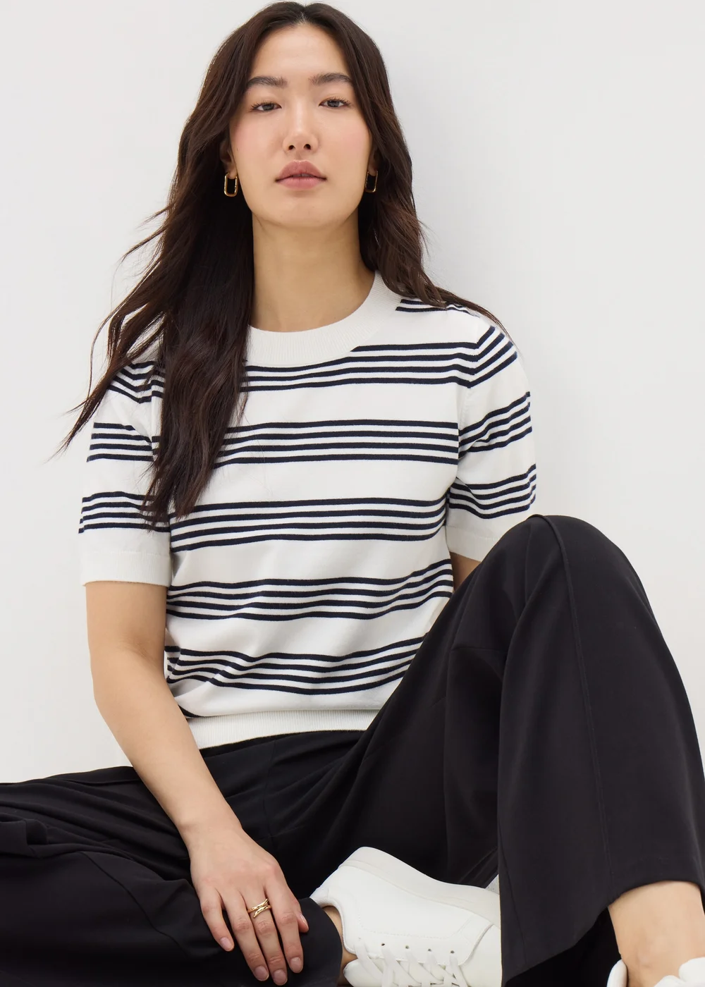 Et Vous Ivory Stripe Short Sleeve Jumper - 8 Image 2