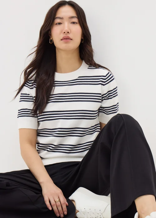 Et Vous Ivory Stripe Short Sleeve Jumper - 8 Image 2