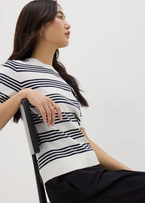 Et Vous Ivory Stripe Short Sleeve Jumper - 8 Image 1