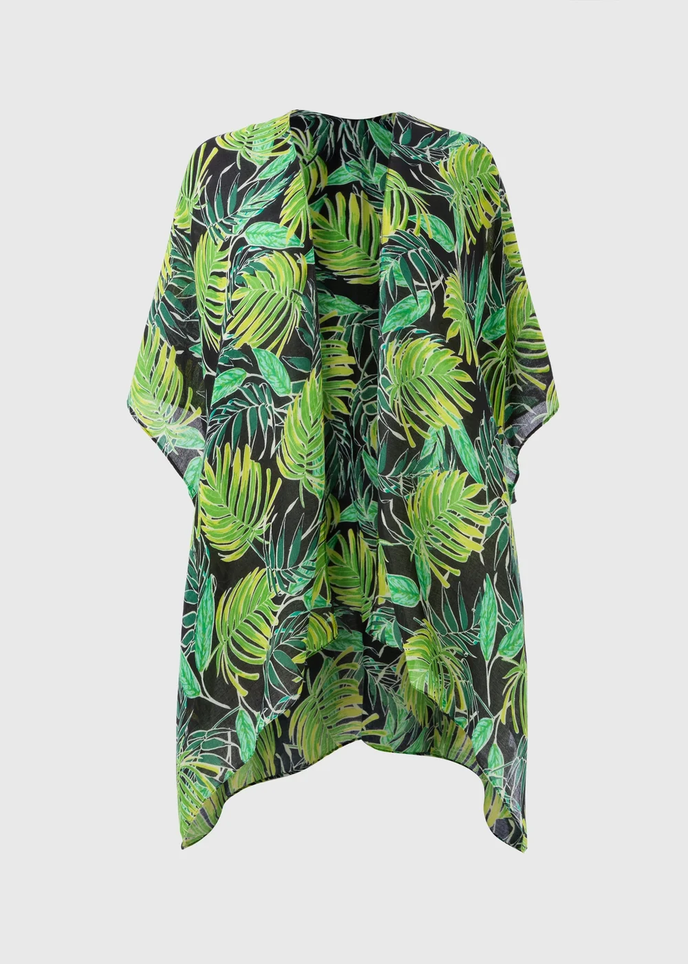 Green Tropical Leaf Print Kimono - One Size Image 3