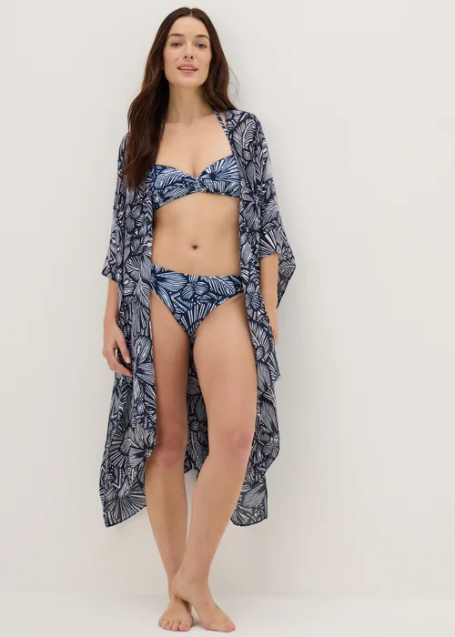 Navy Floral Kimono - One Size Image 1