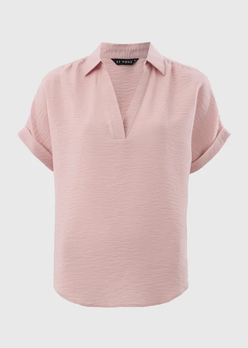 Et Vous Pink Airflow Collared V-Neck Blouse - 8 Image 3