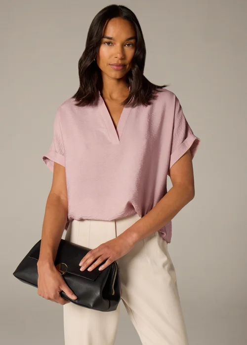 Et Vous Pink Airflow Collared V-Neck Blouse - 8 Image 1