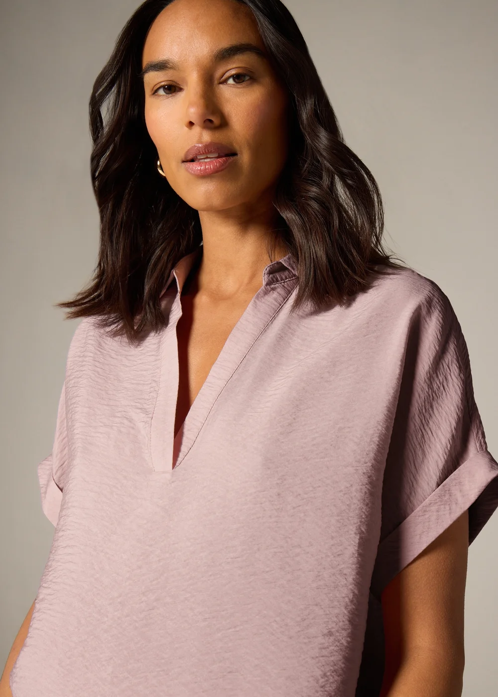 Et Vous Pink Airflow Collared V-Neck Blouse - 8 Image 2