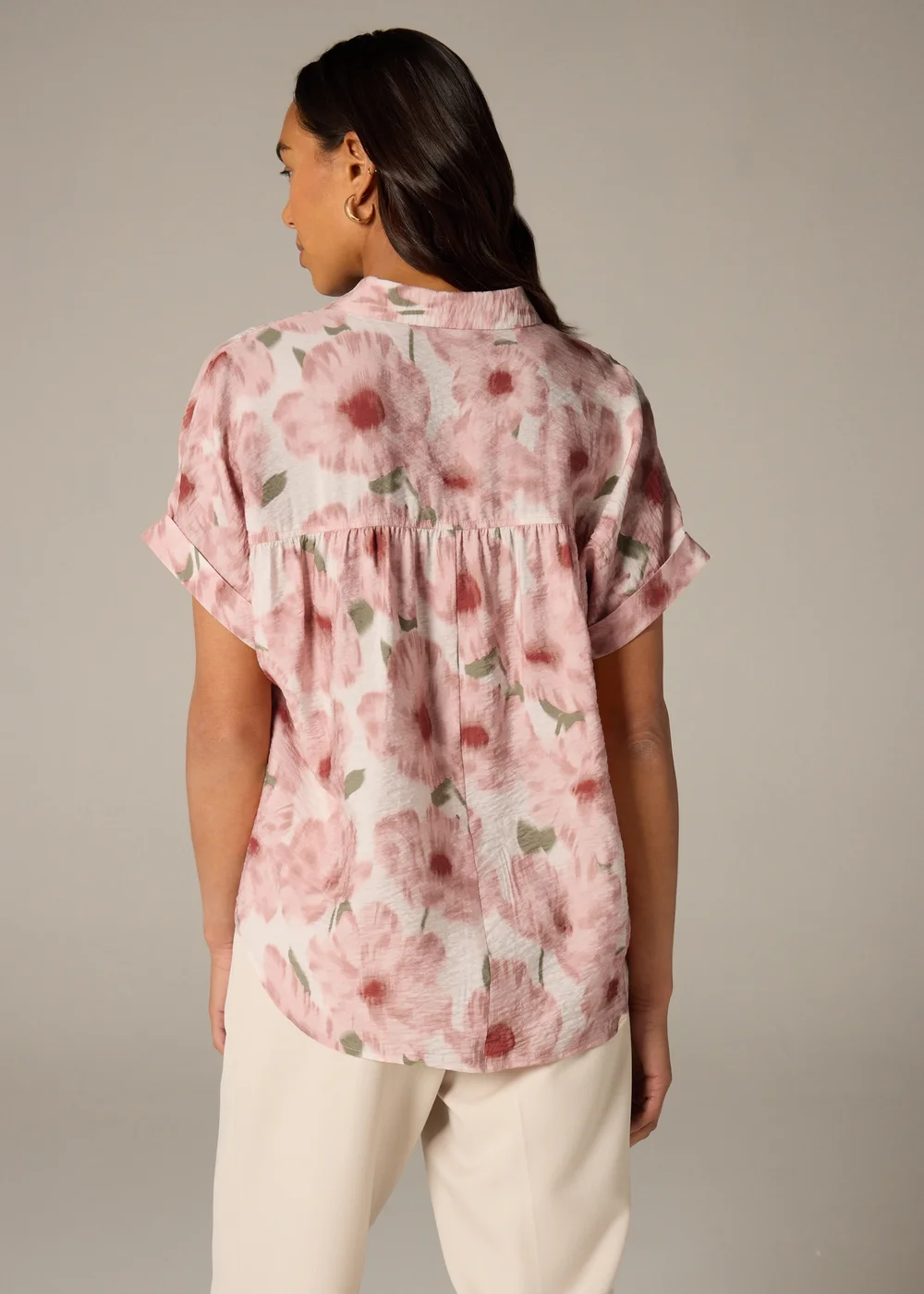 Et Vous Pink Brushed Floral V-Neck Blouse - 8 Image 3