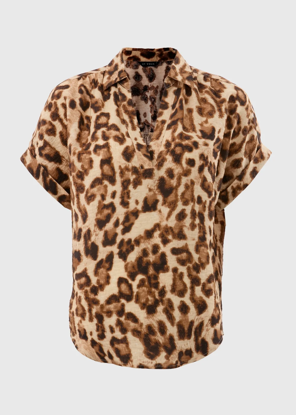Et Vous Brown Leopard Print Airflow Blouse - 8 Image 4