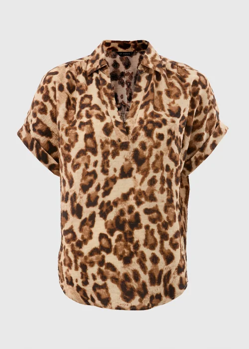 Et Vous Brown Leopard Print Airflow Blouse - 8 Image 4