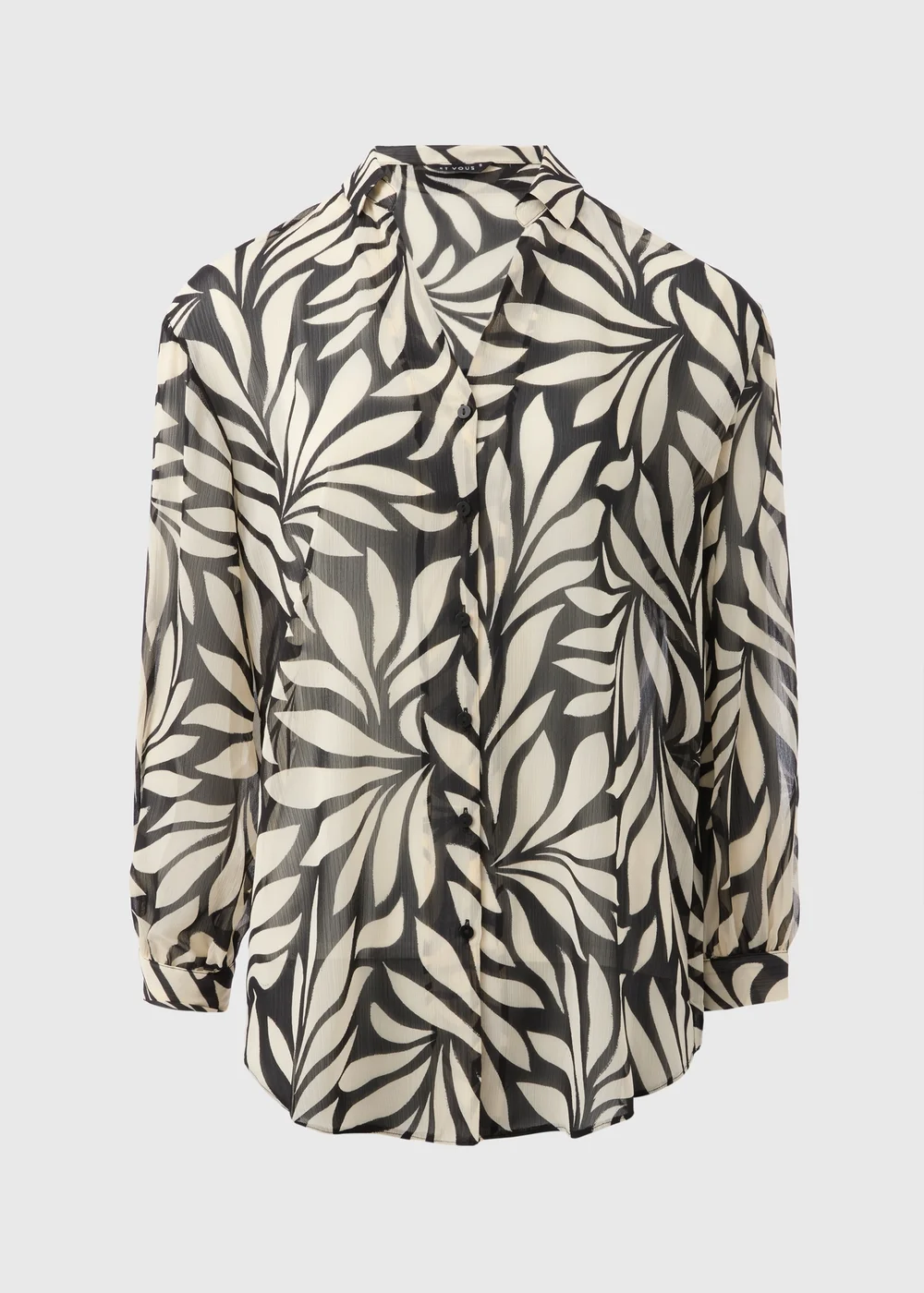 Et Vous Black Mono Palm V-Neck Blouse - 8 Image 4