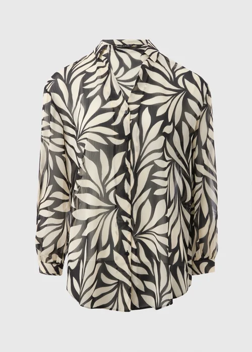 Et Vous Black Mono Palm V-Neck Blouse - 8 Image 4