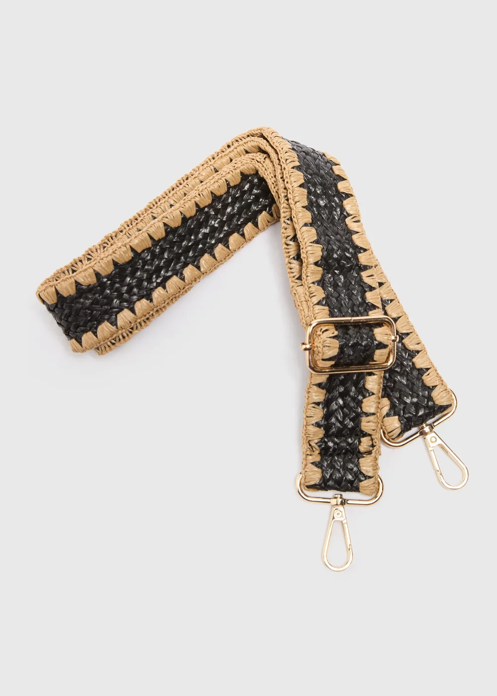 Black Raffia Bag Strap - One Size Image 1