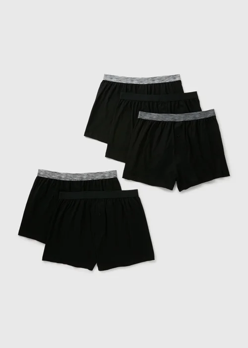 5 Pack Black & Grey Loose Fit Boxers - S Image 1