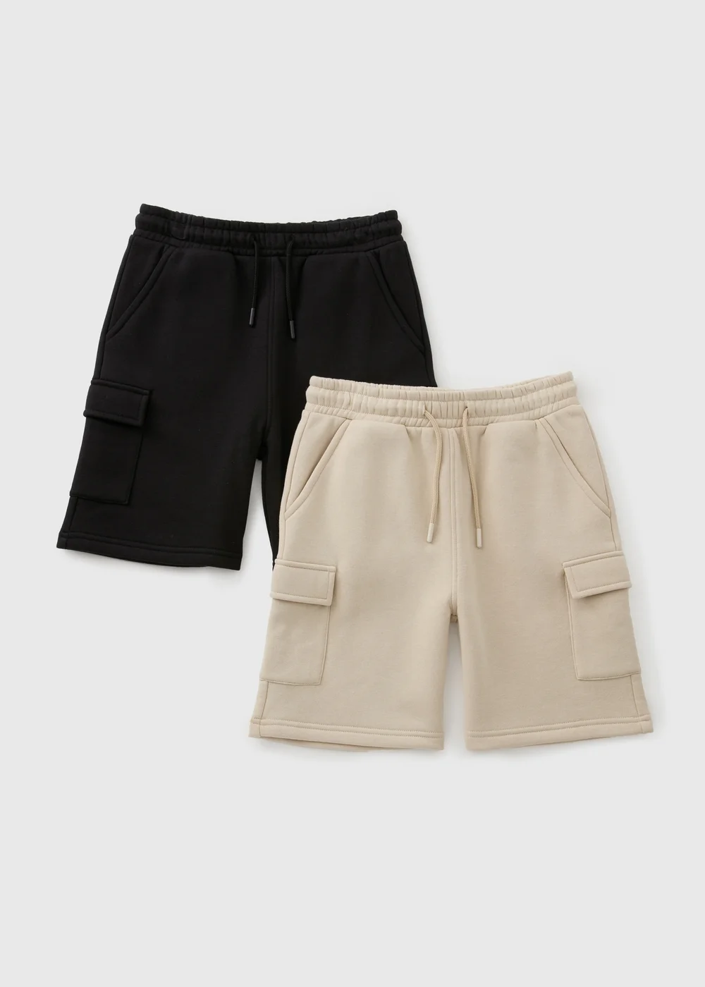 2 Pack Boys Black & Stone Jog Shorts (7-15yrs) - 8 Yrs Image 1