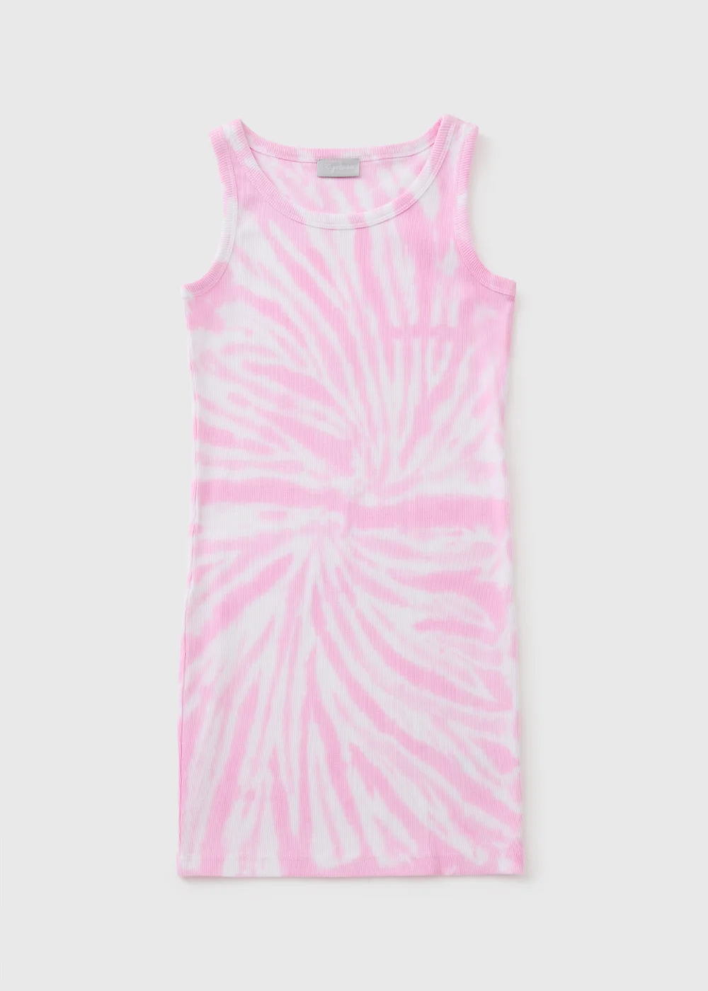 Girls Pink Ribbed Tie Dye Dress (7-15yrs) - 10 Yrs Image 1