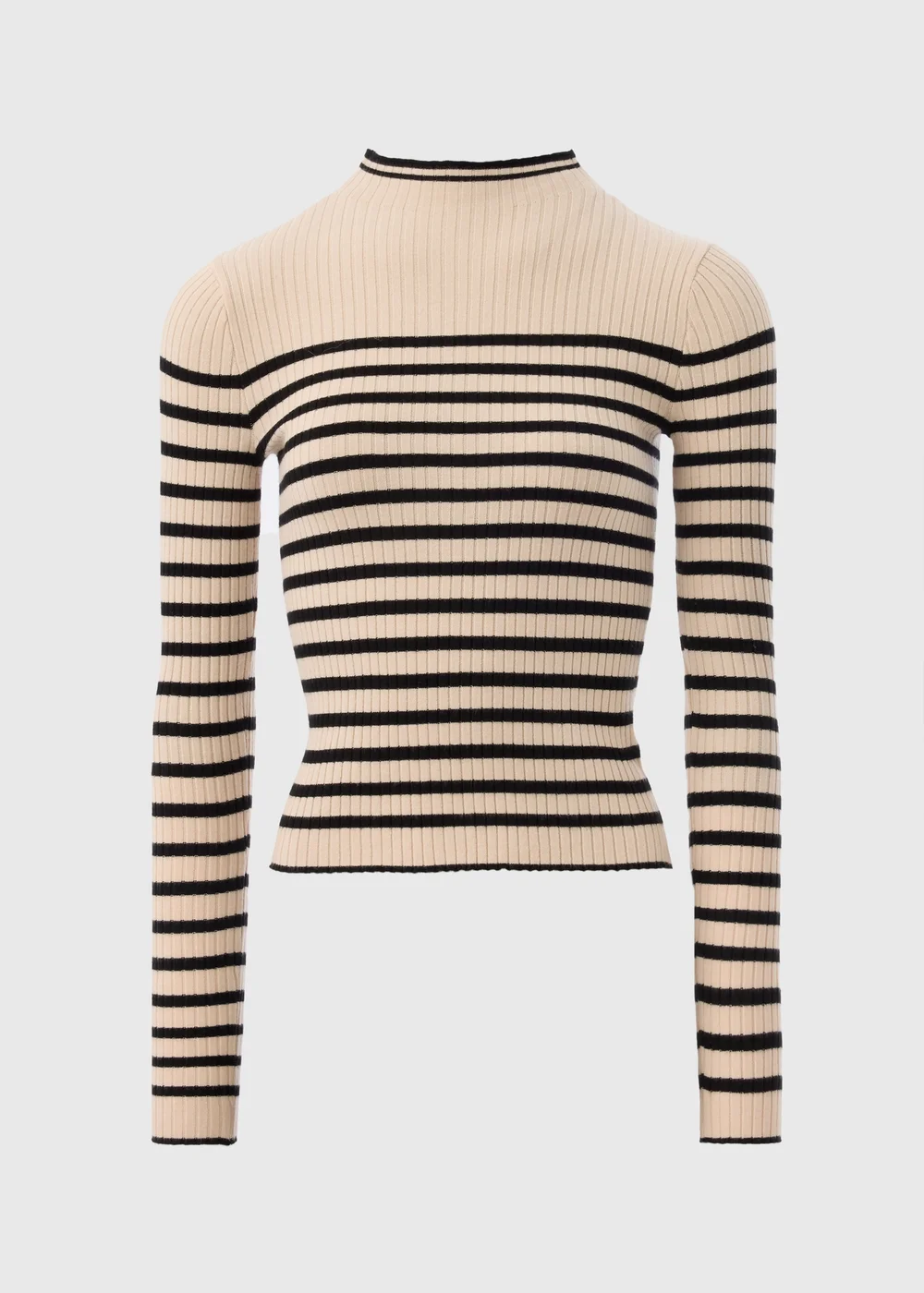 Cream Stripe High Neck Jumper - XS Image 4