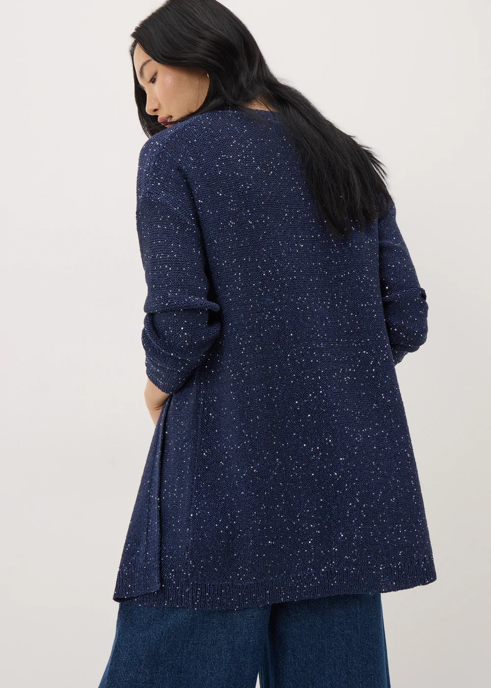 Navy Sequin Sparkle Cardigan - XS Image 2