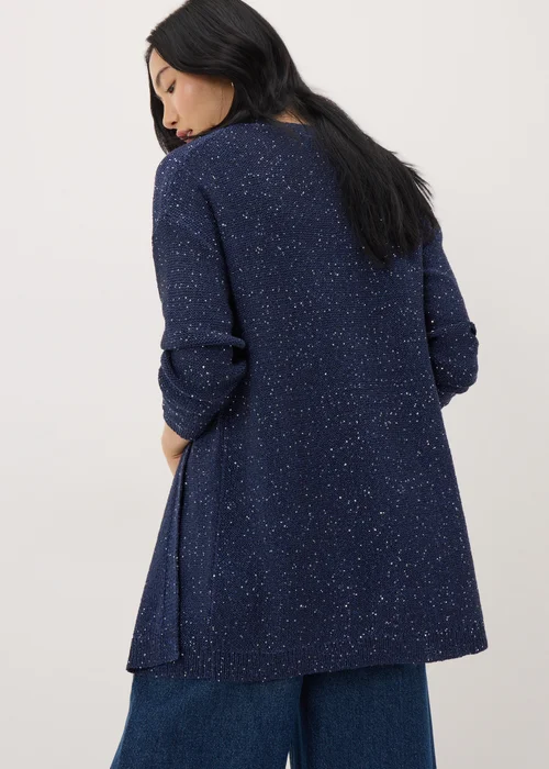 Navy Sequin Sparkle Cardigan - XS Image 2