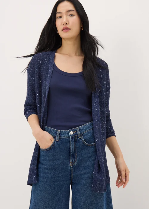 Navy Sequin Sparkle Cardigan - XS Image 1
