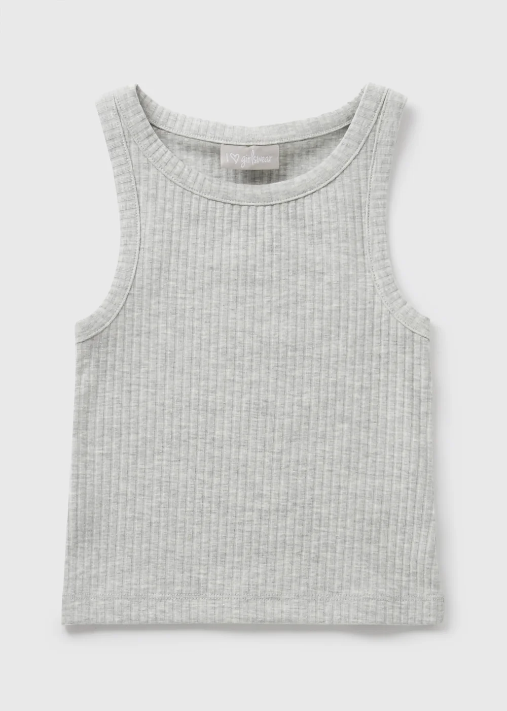 Girls Grey Ribbed Vest (7-15yrs) - 7 Yrs Image 1