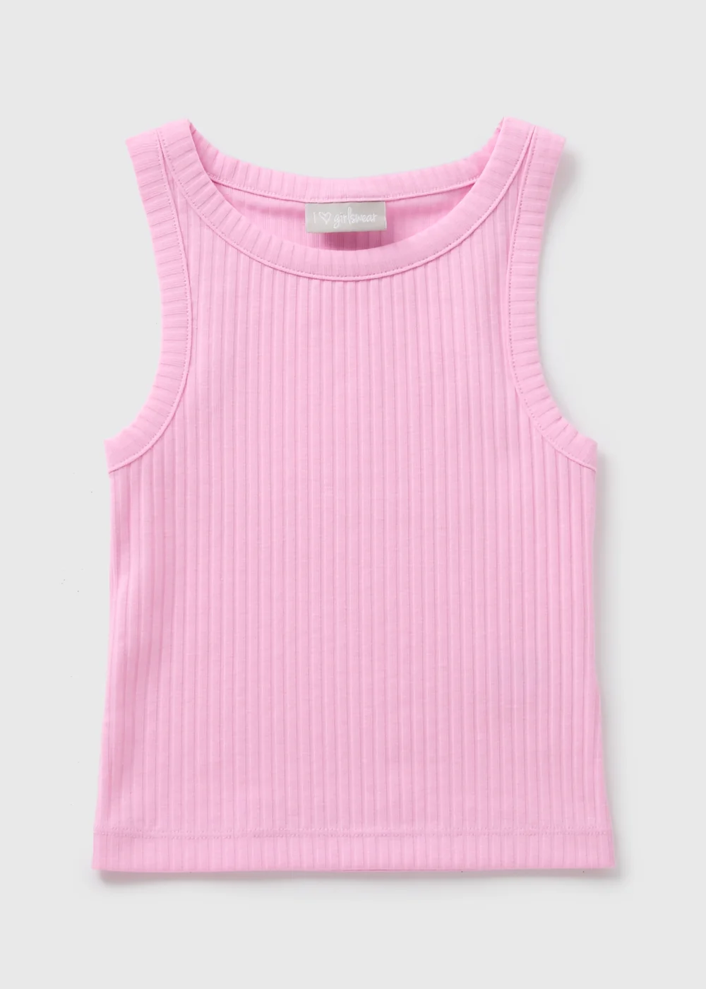 Girls Pink Ribbed Vest (7-15yrs) - 7 Yrs Image 1