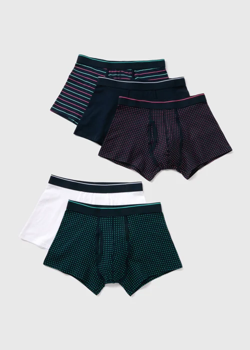 5 Pack Multicolour Patterned Keyhole Boxers - XS Image 1