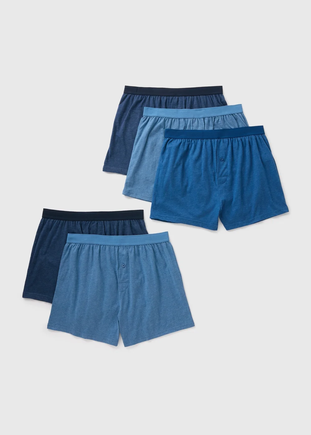5 Pack Blue Loose Fit Boxers - S Image 1