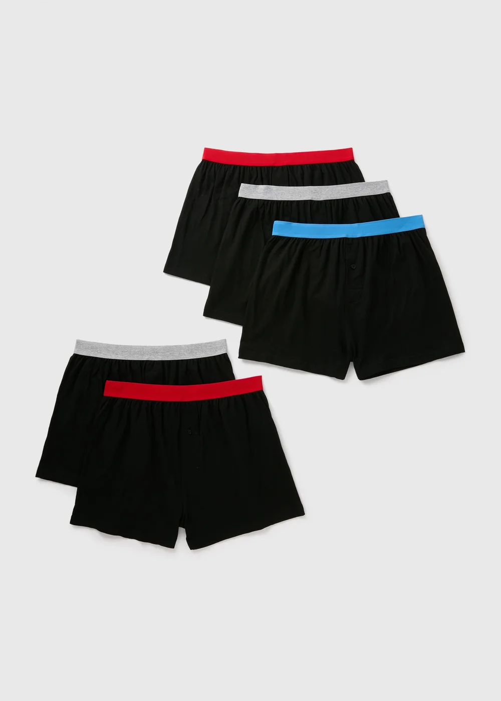 5 Pack Black Colour Waistband Loose Fit Boxers - S Image 1