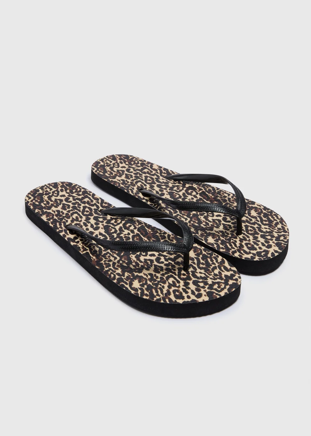 Brown Leopard Flip Flops - Small Image 1
