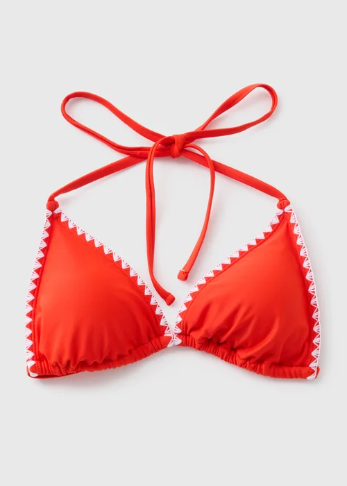 Red Stitch Triangle Bikini Top - 6 Image 3