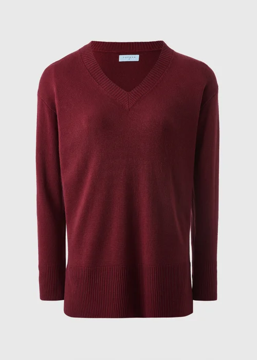 Burgundy V-Neck Jumper - 8 Image 4