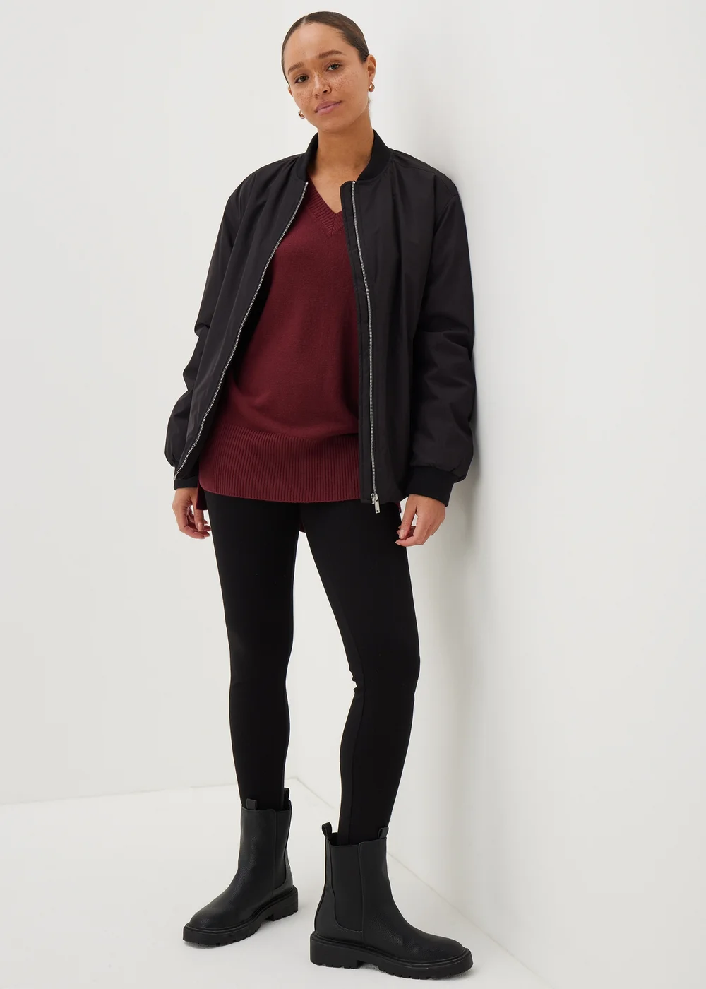 Burgundy V-Neck Jumper - 8 Image 2