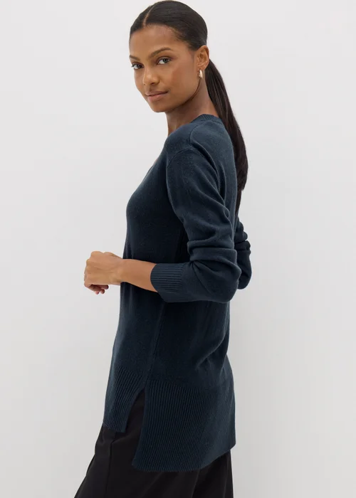 Navy Super Soft V-Neck Jumper - 8 Image 1