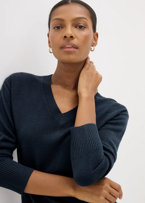 Navy Super Soft V-Neck Jumper - 8 Image 2