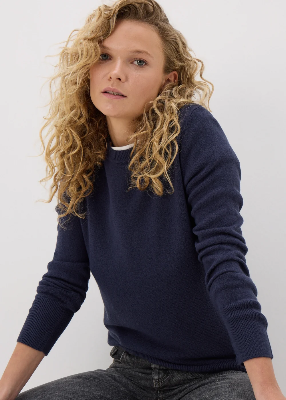 Navy Crew Neck Jumper - 8 Image 1