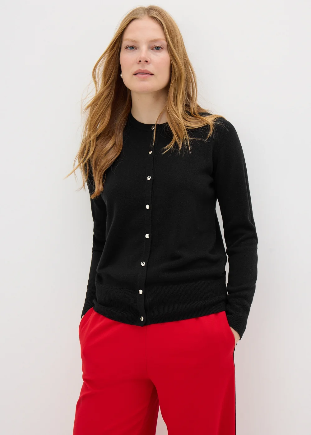 Black Crew Neck Cardigan - 8 Image 1