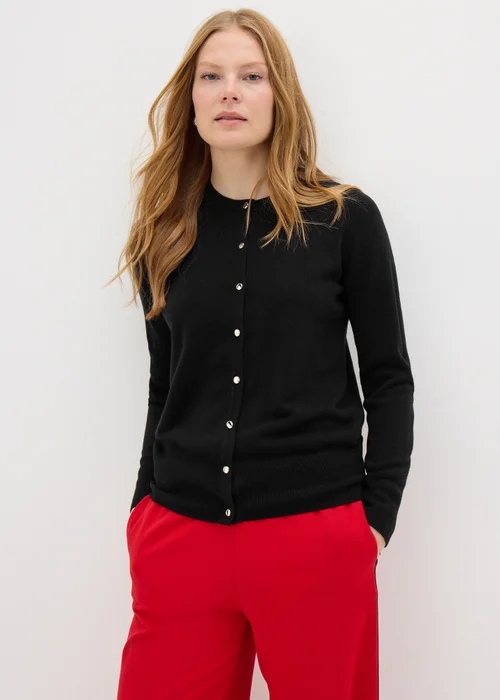 Black Crew Neck Cardigan - 8 Image 1
