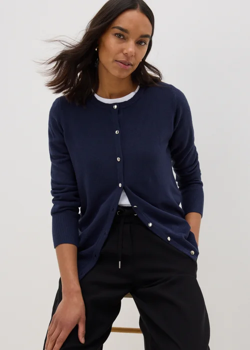 Navy Crew Neck Cardigan - 8 Image 1