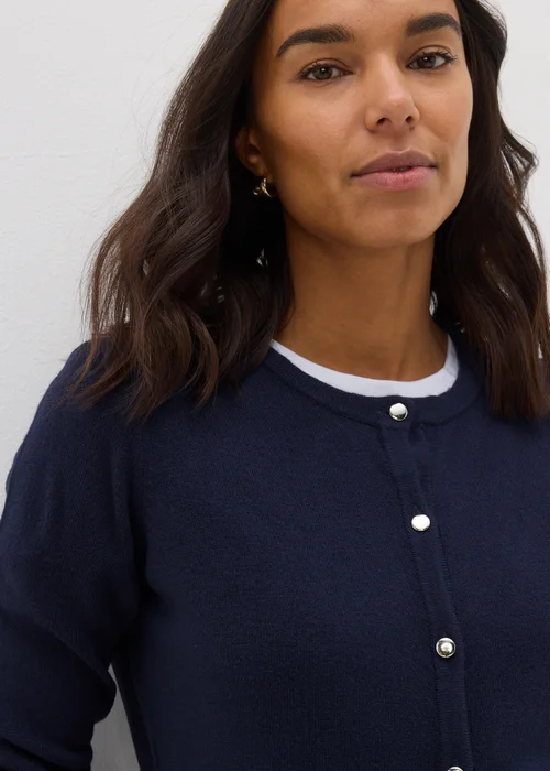 Navy Crew Neck Cardigan - 8 Image 2